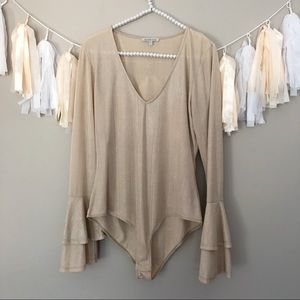 Charlotte Russe Tops - Charlotte Russe Gold Bell Sleeve Body Suit Charlotte Russe Tops - Charlotte Russe Gold Bell Sleeve Body Suit